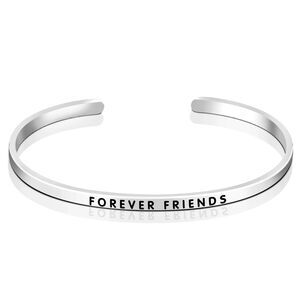 Silver Tone FRIEND FOREVER Stamped Aluminum Cuff Bracelets Skinny 1/8" Bracelets